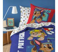 PAT PATROUILLE Parure de lit Enfant | 100% Coton | Oeko-TEX | Housse de Couette 140x200 cm + Taie d'oreiller 63x63 cm | Imprimé Garçon | Bleu