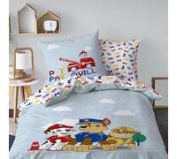 Pat Patrouille Patboy Parure de lit Enfant 1 Place | 100% Coton | Oeko-TEX | Housse de Couette 140x200 cm + Taie d'oreiller 63x63 cm | Bleu