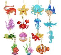 Pata-15 Pi¿¿Ces 5d Porte-Cl¿¿S De Peinture Diamant Ocean Series Full Drill Bricolage Diamant Peinture Porte-Cl¿¿S Kits Diamant Art Porte-Cl¿¿S Cristal Strass Pendentif D¿¿Coration Art Artisanat Pour