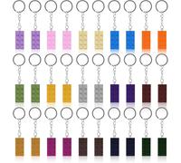Pata-30 Pièces Porte-Clés En Brique Porte-Clés Bloc De Construction Brick Porte-Clés Brick Keychain Pour Les Enfants Fête D'anniversaire,Récompenses,Pendentif Cadeaux De Décoration (15 Couleurs)