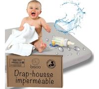 Pata-Bisoo Drap Housse 40x80 Berceau Impermeable - 2en1 Drap Housse Alese Protege Matelas Bebe Reglable Pour Landau Nacelle - Silencieux 100% Jersey Oeko-Tex - 1 Drap Gris 37x80 / 80x40 Cm