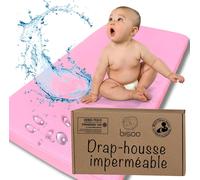 Pata-Bisoo Drap Housse 40x90 Impermeable - 2en1 Drap Housse Berceau Alese Protege Matelas Bebe Reglable Pour Landau Nacelle - Silencieux 100% Jersey Oeko-Tex - 1 Drap Rose 90x40 Cm