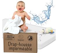 Pata-Bisoo Drap Housse Couffin Impermeable 30x75-2en1 Drap Housse Alese Protege Matelas Bebe Reglable Pour Landau, Nacelle Et Couffin - 100% Jersey Oeko-Tex - 1 Drap Blanc 75x30 Cm