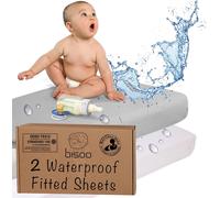 Pata-Bisoo Drap Housse Couffin Impermeable 30x75-2en1 Drap Housse Alese Protege Matelas Bebe Reglable Pour Landau, Nacelle Et Couffin - 100% Jersey Oeko-Tex - Lot De 2 - Blanc Et Gris 75x30 Cm