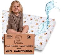 Pata-Bisoo Magic Drap 50x83 - Drap-Housse Imperméable Intégral 2en1: Drap En Coton Jersey + Alèse Protège-Matelas Pour Cododo Bebé - Tout Doux Respirant Silencieux, Oeko-Tex (83x50 Lions)