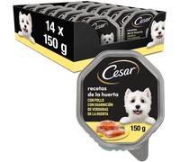 Pata-César Tarrina De Nourriture Humide Pour Chien À Paté Et À La Gélatine, Recettes Du Huerta (Pack De 14 X 150g)