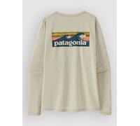 Patagonia - W's L/S Cap Cool Daily Shirt - Boardshort Logo - T-shirt femme Dyno White - M