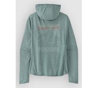 Patagonia - Women's Cap Cool Sun Hoody Peak Visions - T-shirt technique - XS - nouveau green / blue sage x-dye