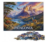 Patagonia Chile Landscape Four Seasons Puzzle en Bois, 1000 pièces | Cadeau sans écran pour Noël avec activité d'intérieur le w nd pendant une soirée calme.