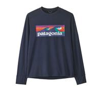 Patagonia Long-Sleeved Cap Silkweight T-Shirt Kids 62386 Boardshort Logo: New Navy Bleu M