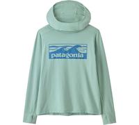 Patagonia - T-shirt de randonnée léger et stretch avec protection anti-UV - K's Cap SW Hoody Boardshort Logo Tones Thin Ice - Taille Enfant 126-132 - Bleu 126-132