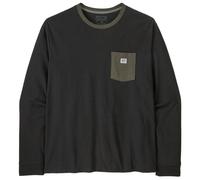 Patagonia - L/S Shop Sticker Pocket Responsibili-Tee - Haut à manches longues - XS - black / basin green