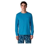 Patagonia - Long Sleeve Cap Cool Daily Boardshort Logo Shore Blue Light Shore Blue X Dye - L - Tee-shirt de rando