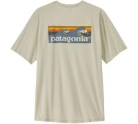 Patagonia - T-shirt de randonnée respirant et léger - M's Cap Cool Daily Shirt Boardshort Logo Dyno White pour Homme - Taille XL - Beige Beige XL