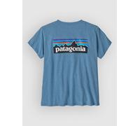 Patagonia - T-shirt urbain en coton recy t polyester recyclé - W's P-6 Logo Responsibili-Tee Shore Blue pour Femme en Coton - Taille L - Bleu Bleu L
