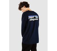 T-shirt Patagonia P-6 Logo manche longue bleu marine foncé - XS
