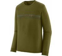 Patagonia - T-shirt à manches longues - M's L/S Cap Cool Merino Blend Graphic Shirt Strata Stripe: Pond Green pour Homme en Laine - Taille L - Kaki Kaki L