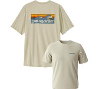 Patagonia - T-shirt de randonnée respirant et léger - M's Cap Cool Daily Shirt Boardshort Logo Dyno White pour Homme - Taille L - Beige Beige L