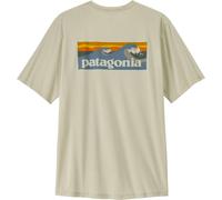 Patagonia - T-shirt de randonnée respirant et léger - M's Cap Cool Daily Shirt Boardshort Logo Dyno White pour Homme - Taille XL - Beige Beige XL