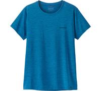 Patagonia - T-shirt de randonnée respirant et léger - W's Cap Cool Daily Shirt Boardshort Logo Aquatic Blue Light X-Dye pour Femme - Taille M - Bleu Bleu M