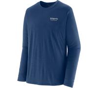 Patagonia - T-shirt de randonnée technique et respirant à manches longues - M's L/S Cap Cool Merino Blend Grphc Shirt Hrtg Header Clement Blue pour Bleu S