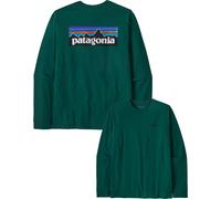 Patagonia - T-shirt en coton recyclé - M's L/S P-6 Logo Responsibili-Tee Cascade Green pour Homme en Coton - Taille M - Vert Vert M
