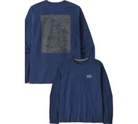 Patagonia - T-shirt en coton recyclé - M's L/S Strataspire Responsibili-Tee Clement Blue pour Homme en Coton - Taille L - Bleu Bleu L