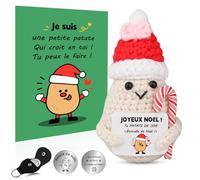 Patate de Joie de Noël 2025 - Poupées de Pomme de Terre en Français avec Câlin Porte Bonheur et Carte - Surprises & Deco Fete - Idée Cadeau Noël Originale et Positive pour Homme Femme Collègue (D)