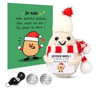 Patate de Joie de Noël 2025 - Poupées de Pomme de Terre en Français avec Câlin Porte Bonheur et Carte - Surprises & Deco Fete - Idée Cadeau Noël Originale et Positive pour Homme Femme Collègue (A)