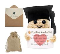 Patate Positive Ecolière - Cadeau Motivant Abitur 2025 - Poupée en Laine Tricotée - Souvenir Commemoratif à Offrir à un Ami ou un Collègue - Cadeau de Réussite pour les Examens