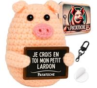 Patatoche® - Cadeau Original & Inspirant - Cochon Positif - Figurine Textile Décorative - Humour & Motivation - Idée Cadeau Anniversaire, Fête, Bureau, Couple