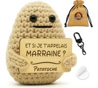 Patatoche® Patate Annonce Grossesse | Cadeau Future Marraine Original | Idée Annonce Naissance Émotion | Figurine Positive Tricotée à la Main | Souvenir Unique | Sac Cadeau