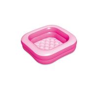 Pataugeoire carre bebe 86x86x25cm, Fond Gonflable, Rose - Piscine de Jeu - Baignoire douche 1-3 ans - Set Baby pool et carte