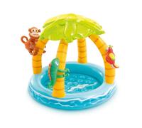 Intex Tropical Inflatable Pool With Awning Padded Soil And Inflatable Animals 102 Cm Jaune Enfants