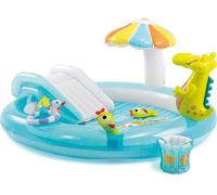 Pataugeoire Intex pour enfants avec toboggan aquatique, parasol, bouée, deux poissons, seau et figurine de crocodile, 203 x 173 x 89 cm,