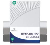 PATAYA Drap Housse 160 x 200 cm - Coton Mélangé et Microfibre Ultra Douce Oeko-Tex, Bonnet Jusqu’à 25 cm, Drap-Housse Premium pour Matelas Épais Boxspring - Blanc 160x200
