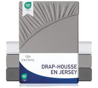 PATAYA Drap Housse 180x200 cm - Coton Mélangé et Microfibre Ultra Douce Oeko-Tex, Bonnet Jusqu’à 25 cm, Drap-Housse Premium pour Matelas Épais Boxspring - Gris 180 x 200
