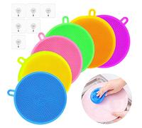 PATAZOK 6PCS Éponges de Cuisine en Silicone,Coque en Silicone à Vaisselle à Laver,Brosse à Vaisselle Tapis de Nettoyage Pinceau Lavage pour Cuisine Salle de Bain Plats