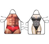 PATB-2 Pcs Tablier de Cuisine Drôle Tabliers pour Barbecue 3D Muscle Man Bikini Ladies Tablier Cuisine Creatif Tablier de Cuisine Homme Comme Cadeau pour Homme ou Petit Ami80*60cm