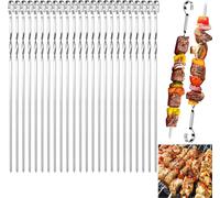 PATB-24 Pièces Brochette inox, 30cm Brochettes de grillades, Brochettes RéUtilisables en Acier Inoxydable, Brochettes Pour Griller, Brochette Réutilisables pour Barbecue,Viande,légumes