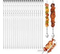 PATB-24 Pièces Brochette inox,Brochette barbecue,Brochettes de kebab,Brochettes pour barbecue,Brochette réutilisables,Réutilisables brochettes barbecue,pour Barbecue Viande légumes