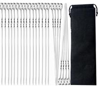 PATB-24 Pièces Brochettes de Barbecue en Acier Inoxydable, Basicon 30cm Brochettes à Viande en Acier Inoxydable avec Organisateur Brochettes en métal Plat Brochettes pour Barbecue Viande légumes
