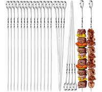 PATB-24 Pièces Brochettes de Barbecue en Acier Inoxydable, Basicon 40cm Brochettes à Viande en Acier Inoxydable avec Organisateur Brochettes en métal Plat Brochettes pour Barbecue Viande légumes