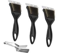 PATB-3pcs Brosse Barbecue avec 1pcs Pince de Barbecue en Acier Inoxydable,Brosse BBQ avec Grattoir,Brosse à Barbecue pour Grille en Fonte Brosse de Barbecue en Laiton pour Nettoyage de Barbecue