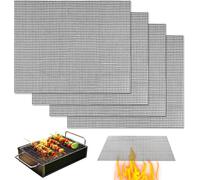 PATB-4 Pièces Tapis de Cuisson Barbecue 40×30cm, Tapis Cuisson Barbecue Réutilisable et Résistant À La Chaleur, pour Grille Barbecue, Plaque Barbecue, Friteuse À Air, Électrique Et Charbon, Noir