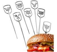 PATB-® 6x brochettes de burger en acier inoxydable - brochettes en métal avec large surface de préhension perforée - brochettes de grill - brochettes de service (06 pièces)