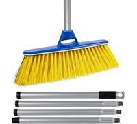 Patb-Aricasa Home Prodcuts - Cod. 129/702 - Balai Double Usage Avec Fibre Douce Et Dure Pour Usage Intérieur Et Extérieur, Bleu/Jaune-Bleu - Manche Modulaire 4 Pièces