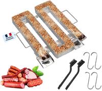 PATB-AVIDA ZEN Fumoir Viande et Poisson¿Générateur de Fumée Froide pour Fumoir alimentaire¿Serpentin Fumage à Froid-OFFERTS 4 crochets et 2 Brosses de Nettoyage Grille Barbecue