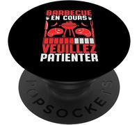 PATB-Barbecue En Cours Patienter BBQ Apéro Viande Homme Cadeau PopSockets PopGrip - Support et Grip pour Smartphone/Tablette avec un Top Interchangeable