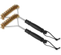 PATB-Brosse Barbecue Laiton 2 Pièces, 30×17cm Brosse de Grille à 3 Côtés, Nettoyage BBQ à 360°, Manche Long Anti-brûlure, Outils Barbecue pour Gaz, Charbon, Électrique